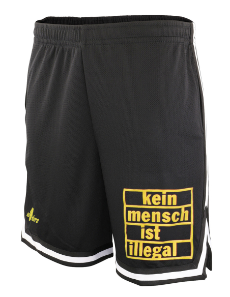 Kein Mensch ist illegal - Basketball Shorts - Black/Yellow/White