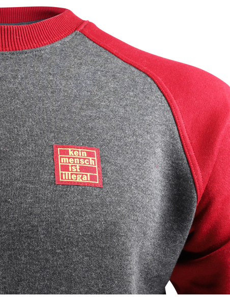 Kein Mensch ist illegal - No Borders - Sweater - Grey/Red