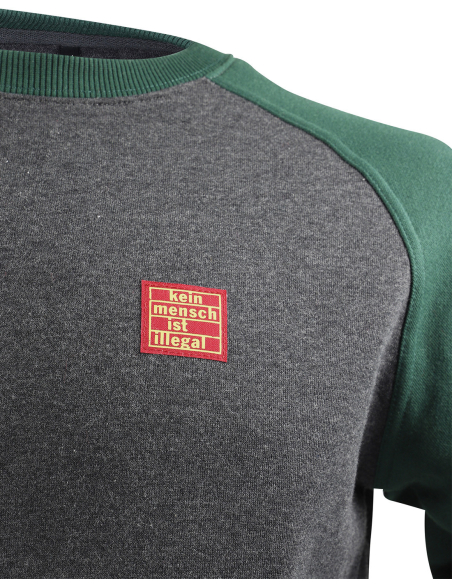 Kein Mensch ist illegal - No Borders - Sweater - Grey/Green