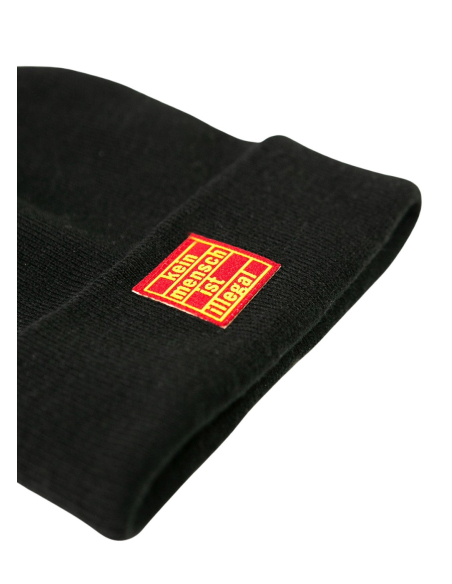 Kein Mensch ist illegal - Wintermütze - Red Patch - Black Kein Mensch ist illegal - Wintermütze - Red Patch - Black