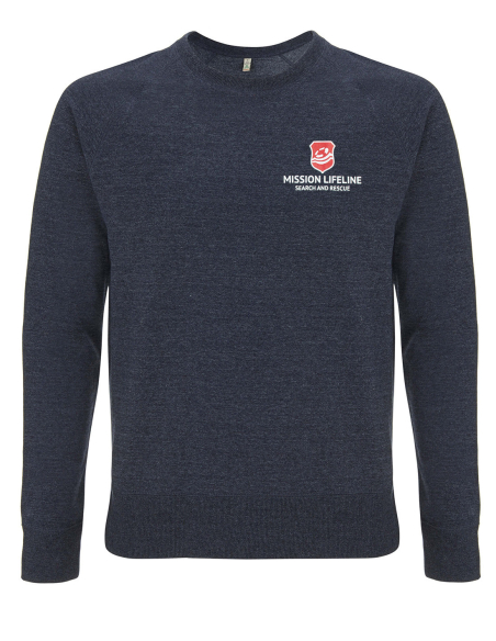 Mission Lifeline - SOLI Sweater - Pocket Print - Melange Navy Mission Lifeline - SOLI Sweater - Pocket Print - Melange Navy