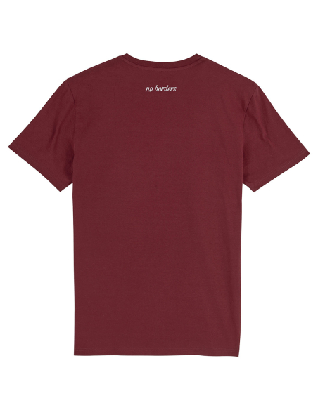 Kein Mensch ist illegal - No Borders - T-Shirt - Burgundy