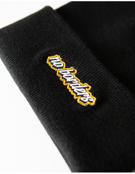No Borders Yellow Patch - Wintermütze - Black