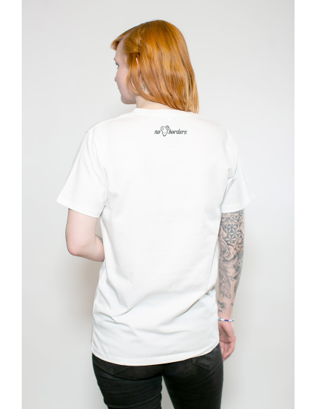 Fahrrad Antifa - No Borders - T-Shirt - Pocket Print - White