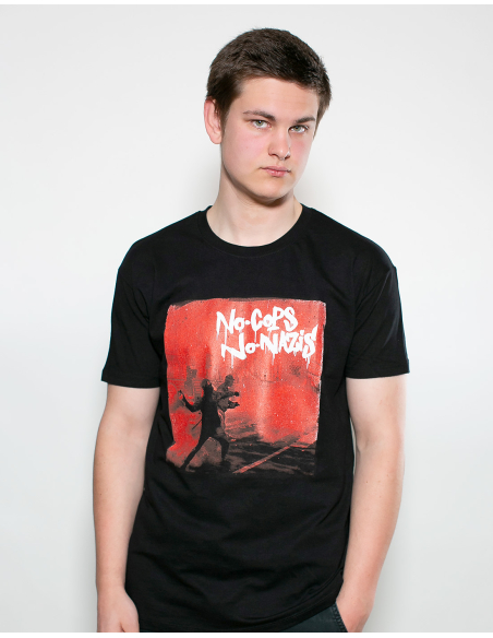 No Cops No Nazis - Mob Action - T-Shirt - Black/Red