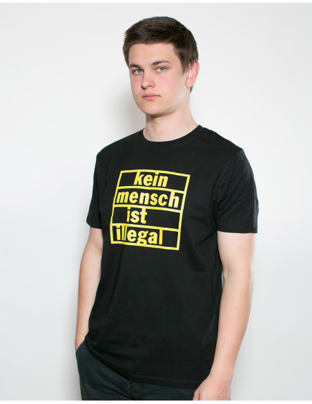 Kein Mensch ist illegal - No Borders - T-Shirt - Black/Yellow