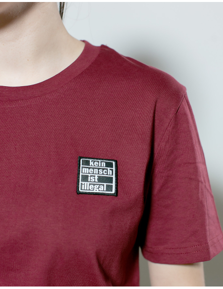 Kein Mensch ist illegal - No Borders - T-Shirt - Burgundy