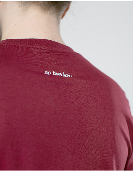 Kein Mensch ist illegal - No Borders - T-Shirt - Burgundy