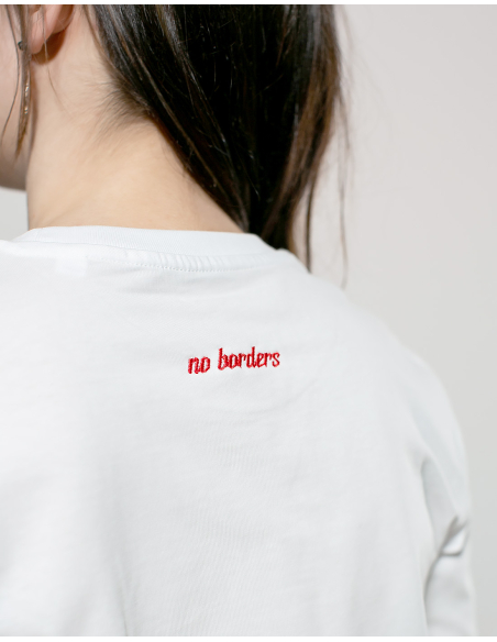 Kein Mensch ist illegal - No Borders - T-Shirt - White/Red