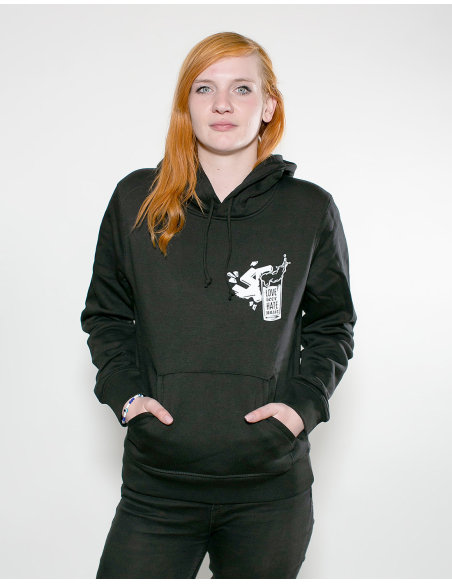 Love Beer Hate Nazis 2.0 - No Borders - Hoodie - Black