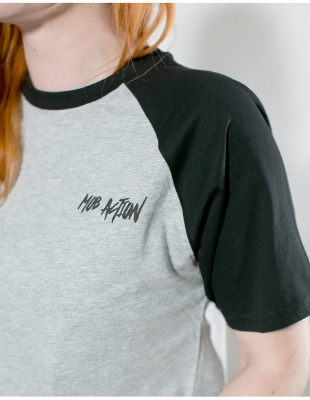 Mob Action - New Logo - T-Shirt - Raglan - Grey/Black