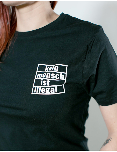 Kein Mensch ist illegal - No Borders - T-Shirt - Pocket Print -