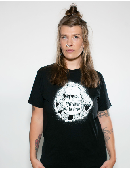 Capitalism Is The Virus - No Borders - T-Shirt - Black
