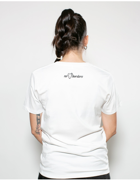 Fahrrad Antifa - No Borders - T-Shirt - Pocket Print - White