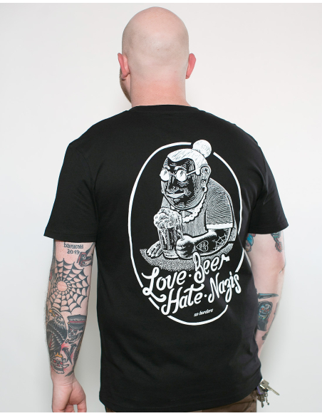 Love Beer Hate Nazis 2.0 - No Borders - T-Shirt - Black