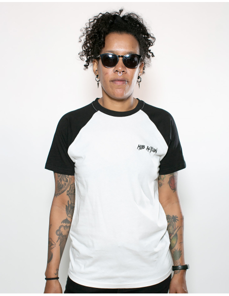 Mob Action - New Logo - T-Shirt - Raglan - White/Black