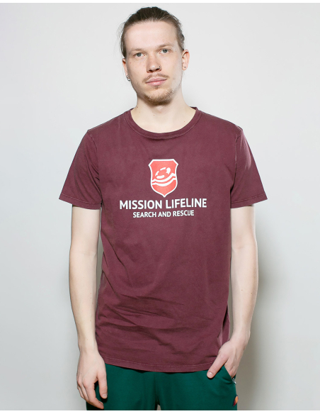Mission Lifeline - SOLI T-Shirt - Front Print - Burgundy Mission Lifeline - SOLI T-Shirt - Front Print - Burgundy