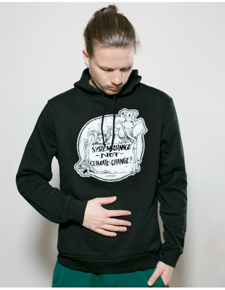 System Change Not Climate Change - No Borders - Hoodie - Black