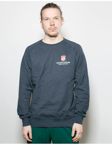 Mission Lifeline - SOLI Sweater - Pocket Print - Melange Navy Mission Lifeline - SOLI Sweater - Pocket Print - Melange Navy