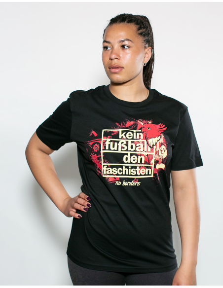 Kein Fußball den Faschisten - No Borders - T-Shirt - Black