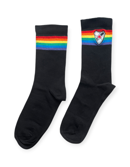 Roter Stern Leipzig - Rainbow Socken - Stick - Schwarz Roter Stern Leipzig - Rainbow Socken - Stick - Schwarz