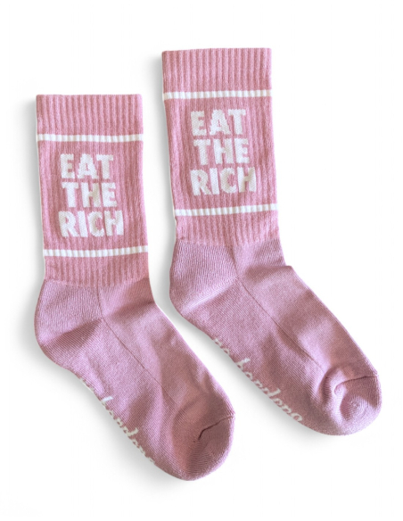 Eat the Rich - No Borders - Socken - Rosa/Weiß