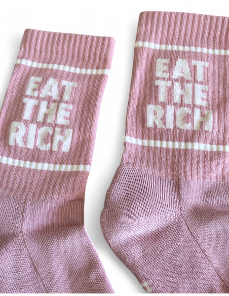 Eat the Rich - No Borders - Socken - Rosa/Weiß