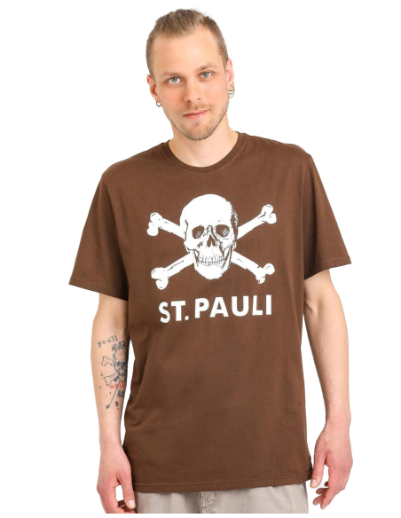 St. Pauli - T-Shirt - Totenkopf - Braun