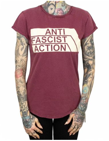 Anti Fascist Action - T-Shirt - True Rebel - Burgundy