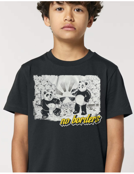 Panda - No Borders - T-Shirt Kids - Black