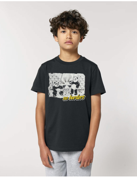 Panda - No Borders - T-Shirt Kids - Black