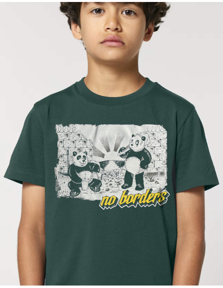 Panda - T-Shirt - Kids - No Borders - Glazed Green - Detail