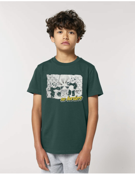 Panda - T-Shirt - Kids - No Borders - Glazed Green -Front