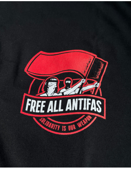 Soli-T-Shirt - Free All Antifa - Pocket - Schwarz - Detail