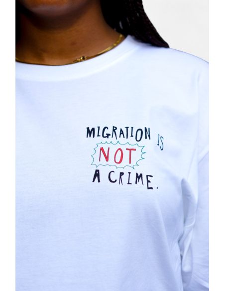 Migration is not a Crime 2.0 - SOLI T-Shirt - Weiß - Detail Migration is not a Crime 2.0 - SOLI T-Shirt - Weiß - Detail