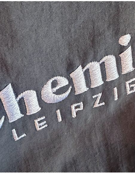 bsg chemie leipzig - swimming shorts- chemie - embroidered logo - gray - detail bsg chemie leipzig - swimming shorts- chemie - embroidered logo - gray - detail