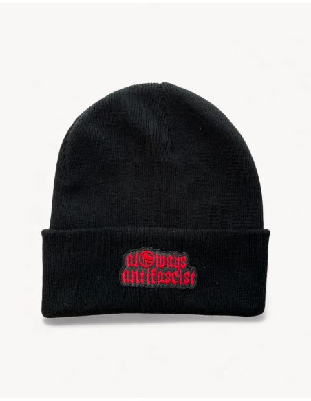 always-antifascist-mob-action-wintermuetze-patch-rot-schwarz