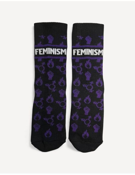Feminism - No Borders - Socken - Schwarz - Front
