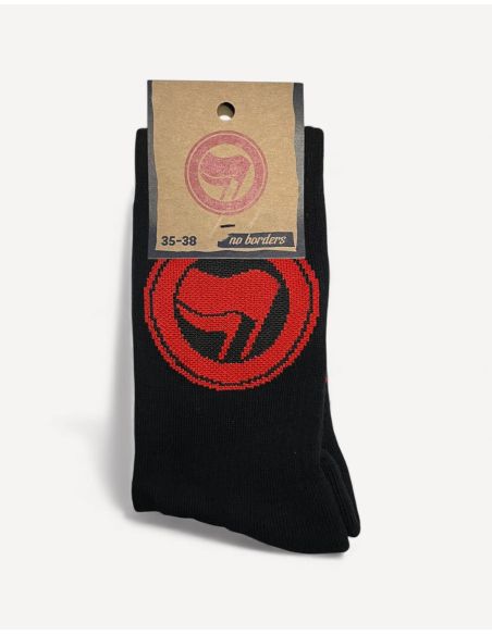 Socken - Antifa - Logo - Schwarz-Rot - No Borders Socken - Antifa - Logo - Schwarz-Rot - No Borders