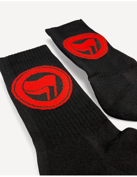Socken - Antifa - Logo - Schwarz-Rot - No Borders Socken - Antifa - Logo - Schwarz-Rot - No Borders