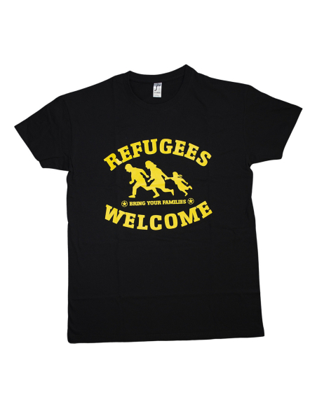 Refugees Welcome - No Borders - T-Shirt - Black/Yellow