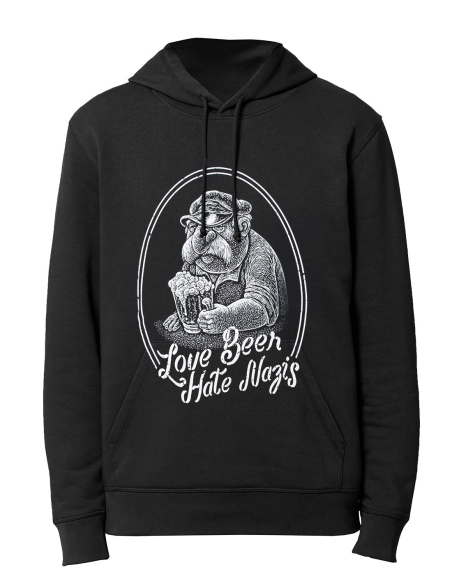 Love Beer Hate Nazis - No Borders - Hoodie - Black
