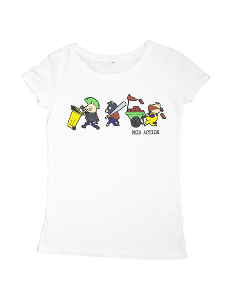 Riot Pigs - Mob Action - T- Shirt fitted - White